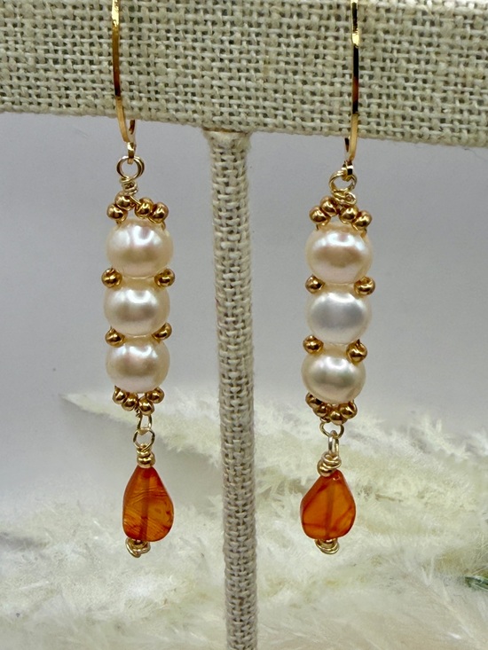 Hand Crafted Jewelry - Cultured Pearl Stack Earrings
